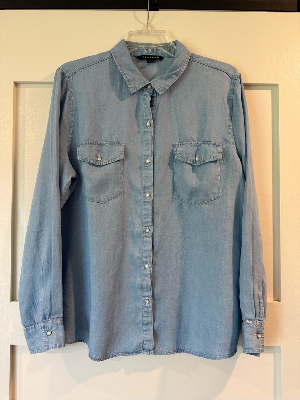 Light Blue Denim Button-Up Shirt
